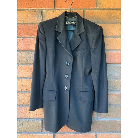 Escada Blazer 3 Button Jacket Single Breasted 90’s | Black  | Size Small 4 (est) - Picture 1 of 10